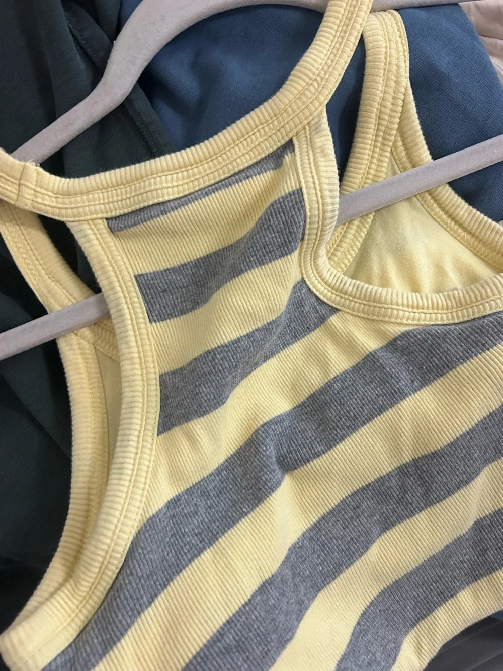 Nike striped ribbed tank top with built in shelf bra